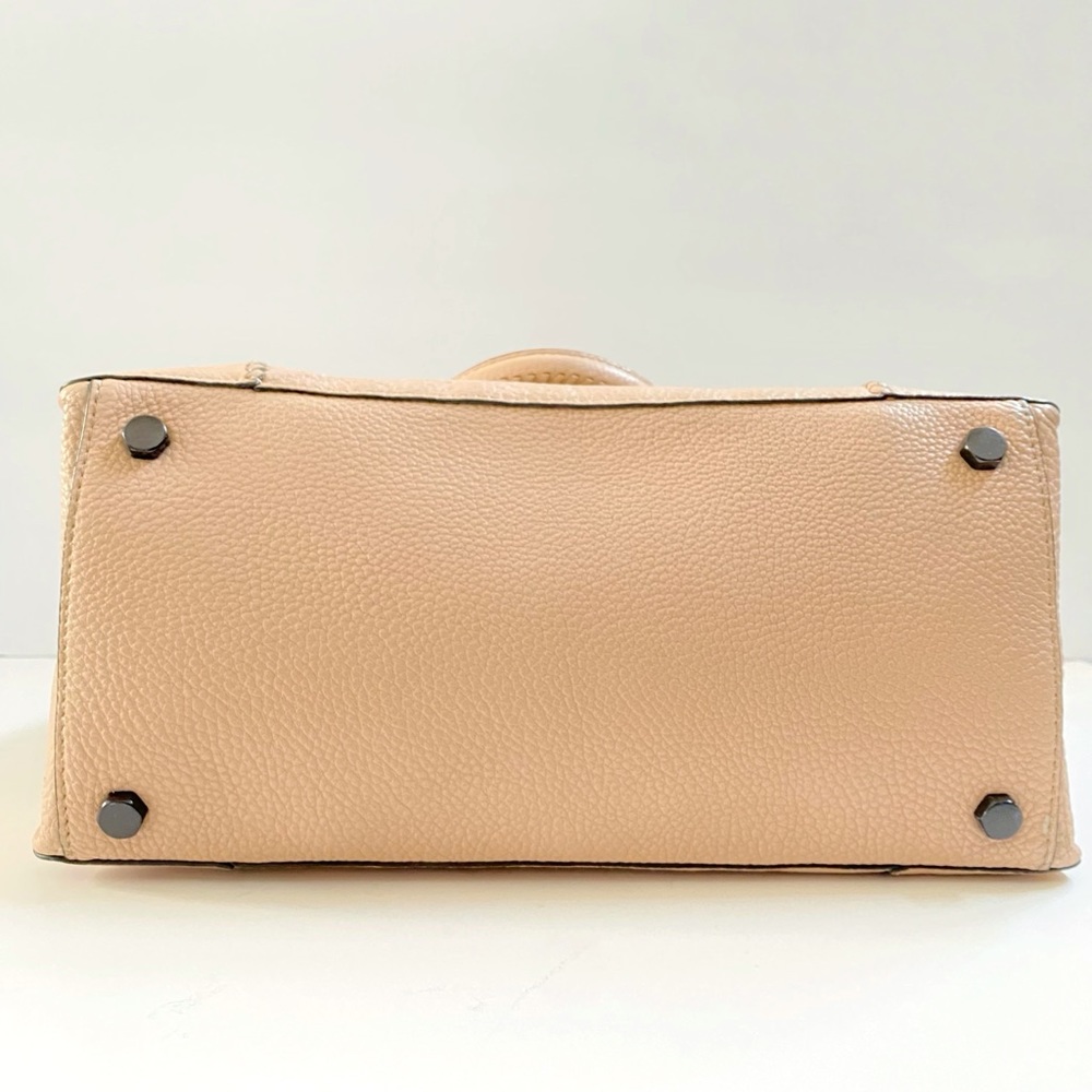 REBECCA MINKOFF REGAN pink leather black hardware top handle zipper closure bag - Picture 5 of 11